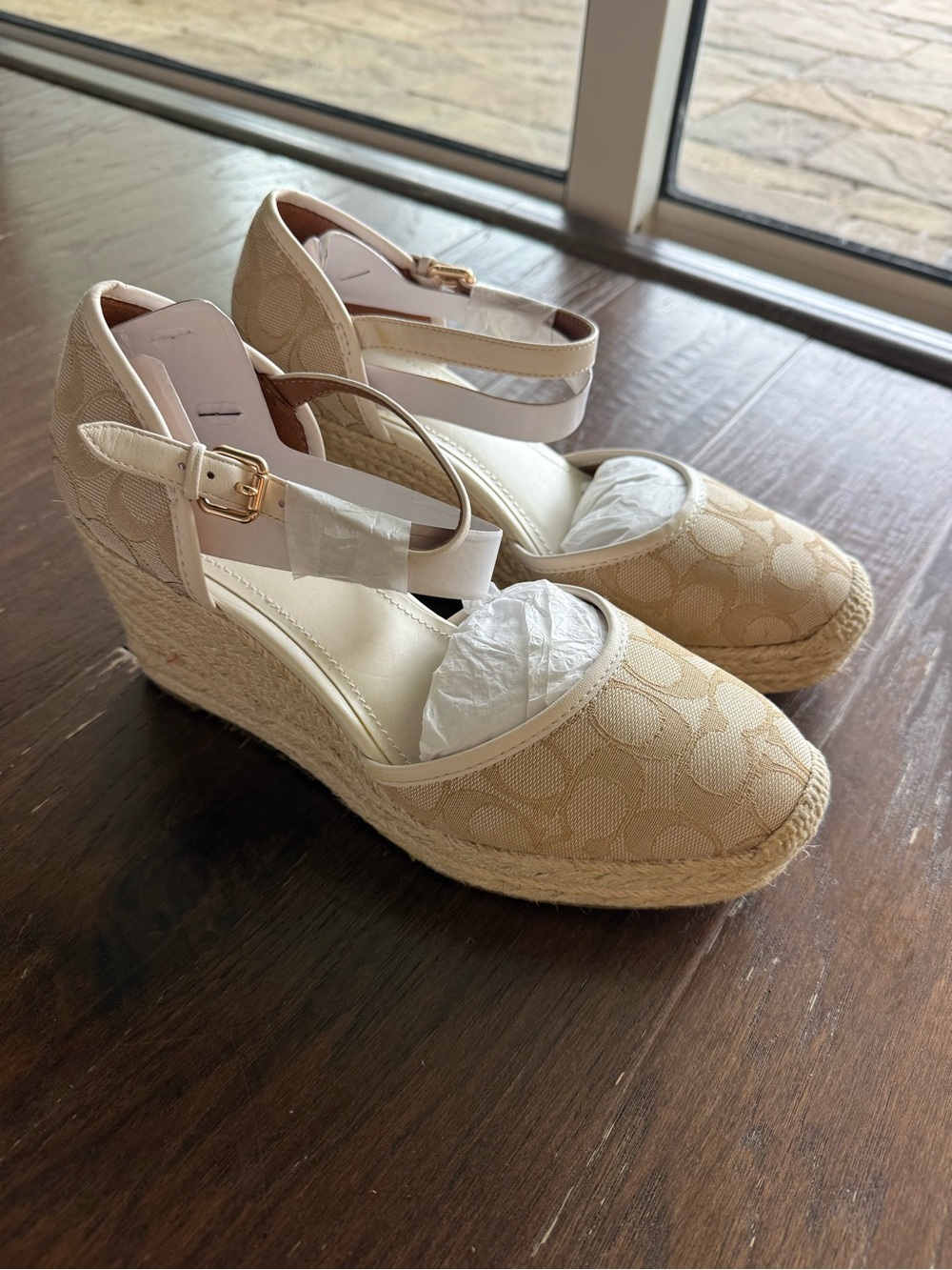 NWOT Coach Raine Espadrille In Signature Jacquard LIGHT KHAKI Size 10 - Picture 3 of 8
